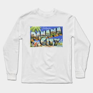 Greetings from Panama City, Florida - Vintage Large Letter Postcard Long Sleeve T-Shirt